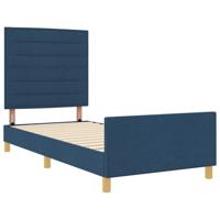 Bedframe met hoofdeinde Blauw 90 x 190 cm Stof - thumbnail