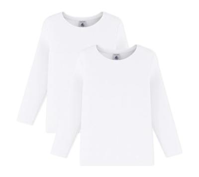 Set van 2 witte T-shirts met lange mouwen - PETIT BATEAU wit Set van 2 witte T-shirts met lange mouwen - PETIT BATEAU wit