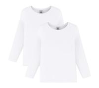 Set van 2 witte T-shirts met lange mouwen - PETIT BATEAU wit - thumbnail
