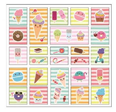 W&O stickervel 3D Sweets 20 x 19,5 cm papier 25 stuks W&O stickervel 3D Sweets 20 x 19,5 cm papier 25 stuks