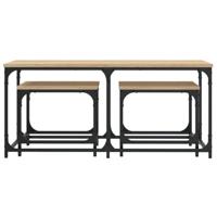 3-delige Tafeltjesset bewerkt hout sonoma eikenkleurig - thumbnail