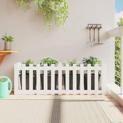 VidaXL Plantenbak verhoogd hekontwerp 150x50x50 cm grenenhout wit VidaXL Plantenbak verhoogd hekontwerp 150x50x50 cm grenenhout wit