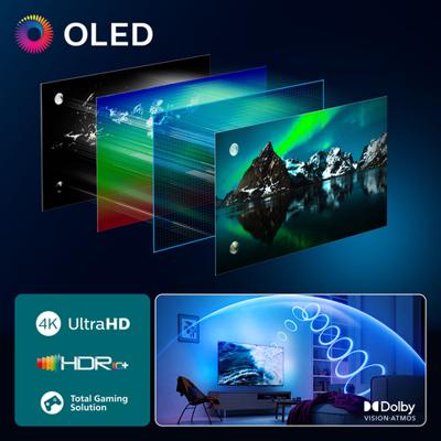 PHILIPS Ambilight 77OLED810 4K OLED Smart TV - 77 inch display met P5 AI Perfect Picture Engine, Ultra HD, Google TV, Dolby Vision en Atmos Sound, werkt met Alexa en Google Voice Assistant