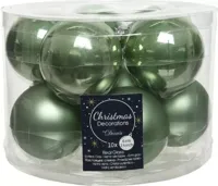 Decoris kerstballen saliegroen glas 6cm 10st - thumbnail