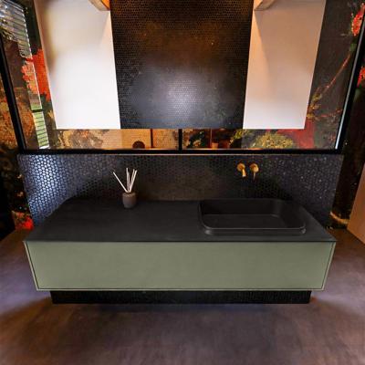 Badkamermeubelset Mondiaz Erin 150 cm met 1 Lade met RIDGE Wastafel Rechts Urban Zonder Kraangaten Greeploos Mat Army Badkamermeubelset Mondiaz Erin 150 cm met 1 Lade met RIDGE Wastafel Rechts Urban Zonder Kraangaten Greeploos Mat Army