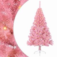 VidaXL Kunstmatig voorverlicht kerstboom met 150 led roze 150 cm pvc - thumbnail