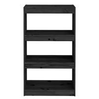 Boekenkast/kamerscherm 60x30x103,5 cm massief grenenhout zwart - thumbnail