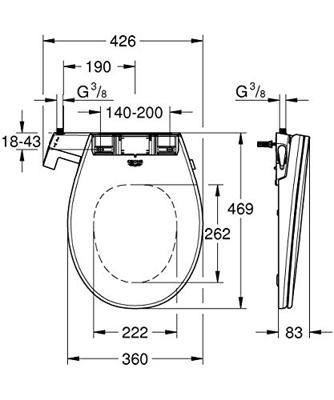 GROHE Bau ceramic douche-wc zitting - met deksel - wit 39648SH0