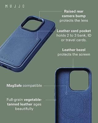 Mujjo Leather Wallet Case iPhone 15 Pro blauw