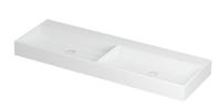 Wastafel United Porselein dubbel zonder kraangat incl. porseleinen click plug en verborgen overloop systeem 140 cm x 45 cm x 11 cm Mat wit 0206142 - thumbnail