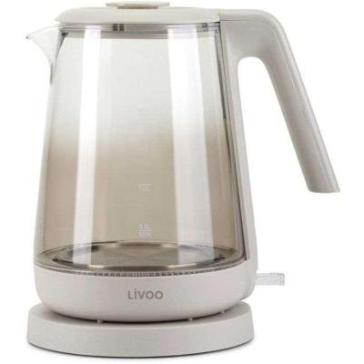 Waterkoker - LIVOO - DOD216G - 2200 W - 1,7 L - Glas / Grijs