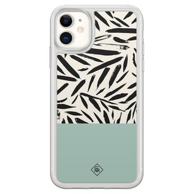 iPhone 11 hybride hoesje - Abstract mint palms