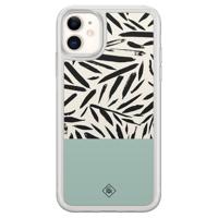 iPhone 11 hybride hoesje - Abstract mint palms - thumbnail