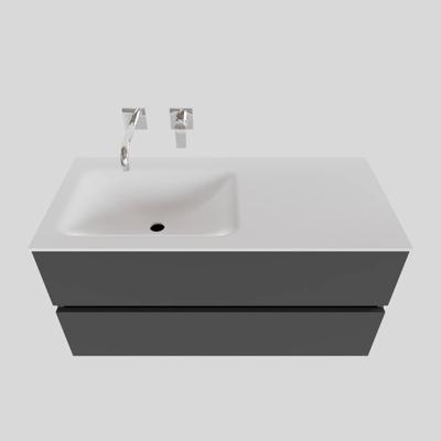 Badkamermeubel Solid Surface BWS Oslo 100x46 cm Links Mat Antraciet (zonder kraangaten) Badkamermeubel Solid Surface BWS Oslo 100x46 cm Links Mat Antraciet (zonder kraangaten)