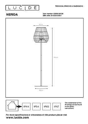 Lucide NERIDA - Vloerlamp Binnen/Buiten - Ø 35 cm - 1xE27 - IP44 - Zwart