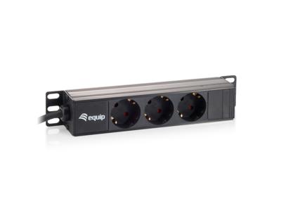 Equip 333299 power strip 3bay cee7/4 w. 1,8m cable, black (10 inch )
