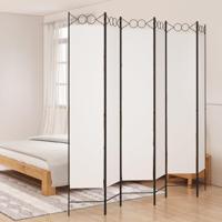 Kamerscherm met 6 panelen 240x220 cm stof wit - thumbnail