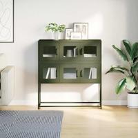 Dressoir 100,5x39x107 cm koudgewalst staal olijfgroen - thumbnail