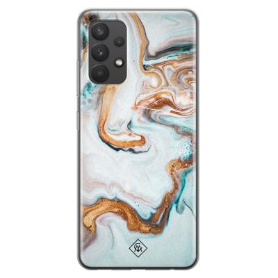 Samsung Galaxy A32 4G siliconen hoesje - Marmer blauw goud