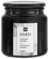 HEMA Geurkaars In Glazen Pot Ø10x11 Linen (zwart) - thumbnail