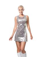 Feestjurk Zilver Met Pailletten - thumbnail