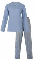 Medaillion katoenen dames pyjama lange mouw - Blue - thumbnail