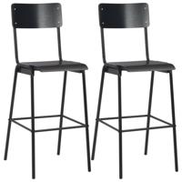 VidaXL Barstoelen 2 st massief multiplex staal zwart - thumbnail