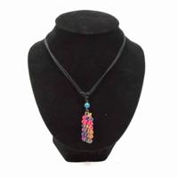 Halsketting felle Kleuren met Leren Koord - thumbnail