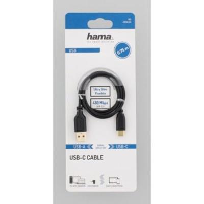 Hama USB-C-kabel Flexi-Slim USB 2.0 480 Mbit/s Zwart 0,75 M Hama USB-C-kabel Flexi-Slim USB 2.0 480 Mbit/s Zwart 0,75 M