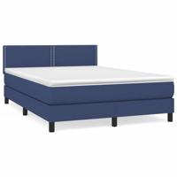 Boxspring met matras stof blauw 140x190 cm - thumbnail