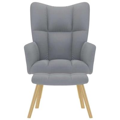 Relaxstoel met voetenbankje stof lichtgrijs Relaxstoel met voetenbankje stof lichtgrijs