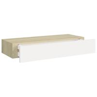 VidaXL Wandladekast eiken en wit 60x23,5x10cm mdf - thumbnail