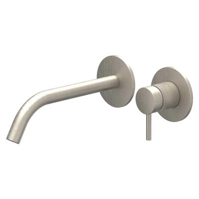 IVY Bond Wastafelkraan Afbouwdeel - 2-Gats Wandmontage - Gebogen Uitloop - Geborsteld Nickel PVD