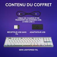 Gamingtoetsenbord - Draadloos - Logitech G - G515 TKL Lightspeed - Mechanisch Tactiel - RGB - AZERTY - Wit - thumbnail