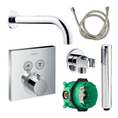 Badkraanset Hansgrohe Select Vierkant met Handdouche Chroom