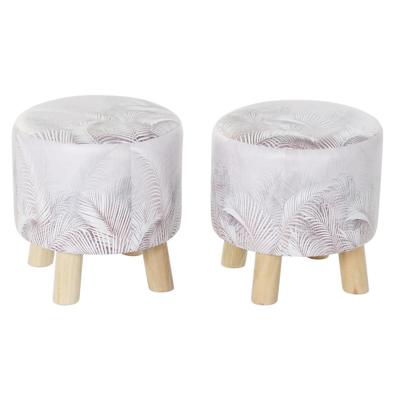 Voetensteun DKD Home Decor Grijs PU Pijnboom Tropisch (30 x 30 x 30 cm) (2 Stuks) (30 x 30 x 32 cm)