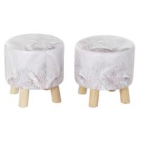 Voetensteun DKD Home Decor Grijs PU Pijnboom Tropisch (30 x 30 x 30 cm) (2 Stuks) (30 x 30 x 32 cm) - thumbnail