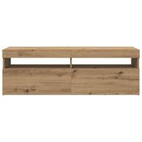 Tv-meubel met LED 120x35x40 cm bewerkt hout artisanaal eiken - thumbnail