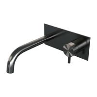 Inbouw Wastafelmengkraan Brauer Gunmetal Edition Coldstart Gebogen Uitloop Korte Ronde Hendel Rechts Geborsteld Gunmetal PVD Met Afdekplaat - thumbnail