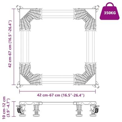 VidaXL Wasmachinebasis grijs 67 x 67 x 12 cm roestvrij staal VidaXL Wasmachinebasis grijs 67 x 67 x 12 cm roestvrij staal