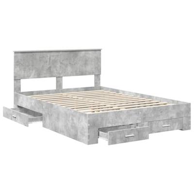 Bedframe met hoofdeinde Beton Grijs 140 x 190 cm Bewerkt hout