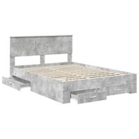 Bedframe met hoofdeinde Beton Grijs 140 x 190 cm Bewerkt hout - thumbnail