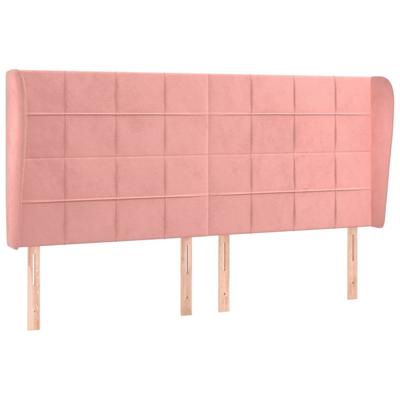 Hoofdbord met randen 183x23x118/128 cm fluweel roze