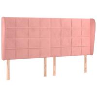 Hoofdbord met randen 183x23x118/128 cm fluweel roze - thumbnail