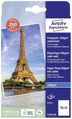 Avery-Zweckform Premium C2570-50 Fotopapier 10 x 15 cm 250 g/m² 50 vellen Zijdemat Avery-Zweckform Premium C2570-50 Fotopapier 10 x 15 cm 250 g/m² 50 vellen Zijdemat