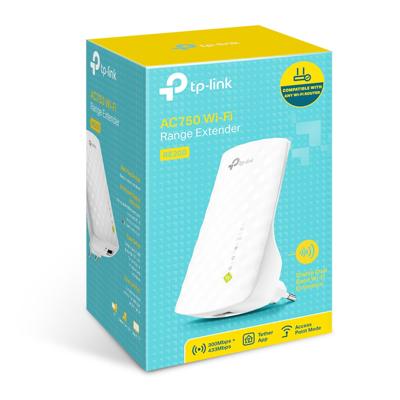 TP-Link RE200 WLAN Repeater (750 Mbps, Dual WLAN AC+N, WLAN-versterker, LAN-poort, App Control, Compatibel met alle WLAN-apparaten) & Amazon Basics Ethernet Netwerkkabel, RJ45, Cat6