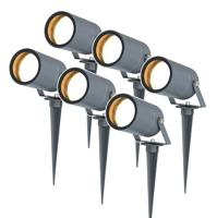 Set van 6 Spikey dimbare LED prikspots - excl. GU10 - Wandspot - IP65 voor binnen en buiten - Grondspies - Antraciet - thumbnail