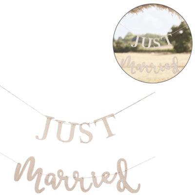 Ginger Ray bruiloft slinger just married hout 1,5 m | 10 stuks