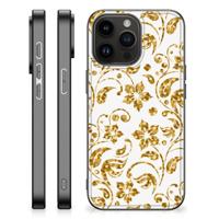 iPhone 15 Pro Max Bloemen Hoesje Gouden Bloemen - thumbnail