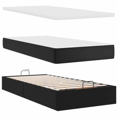 Ottomaanse bed met matras 90x190cm kunstleer zwart